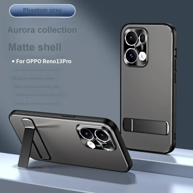ZHUOJI Matte Material Aurora Invisible Stand Phone Case Compatibility Opporeno13pro/reno12/11pro+/Reno10-13