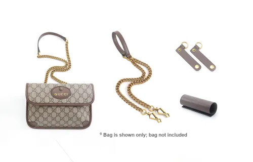 Gloya Leather Copper-Wrapped Aluminum Gucci Fanny Pack Conversion Buckle Storage Strip Replacement Chain Unisex Brown