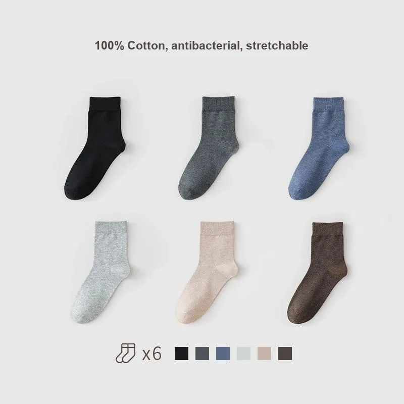 H YXIANG Mid Calf Socks Unisex 6 Pack-11