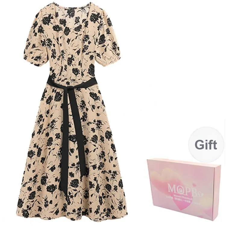 MOPB Short Sleeved Dress Women's Gift Box Set Included Floral-0