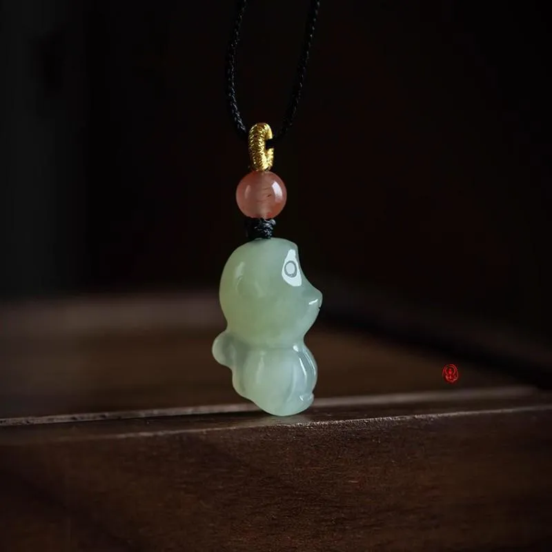 Andaozi Hetian Jade Necklaces Pale Greenish White Jade Unisex-4