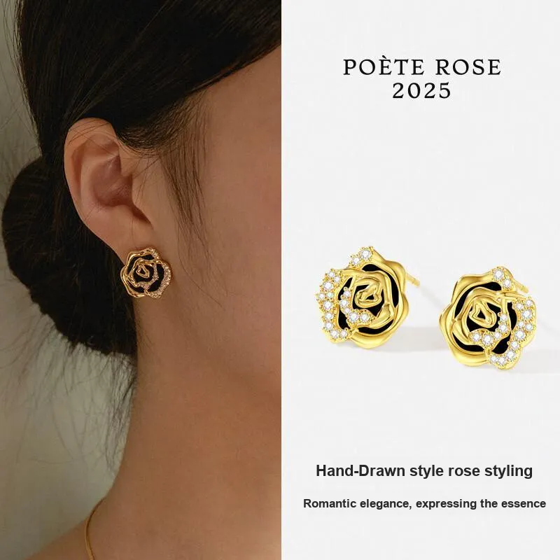 OOAK Rose Poet Collection White Mother Of Pearl Stud Earrings Women's-2