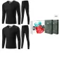 Crew Neck 2-Piece Underwear Set (Black+Black) Thickened and Fleece-Lined/Premium Gift Box Set