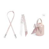 핑크 스트랩 1.5cm 너비 + 실버 버클 90-120cm + 핑크 모노그램 실크 스카프