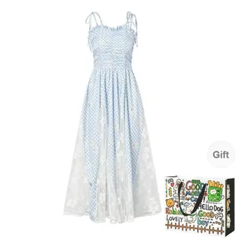 BVODE Slip Dresses Women's Blue Shopping Bag Included