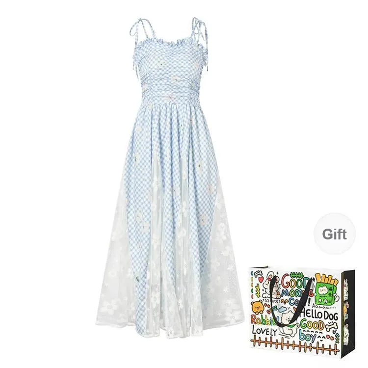 BVODE Slip Dresses Women's Blue Shopping Bag Included-0