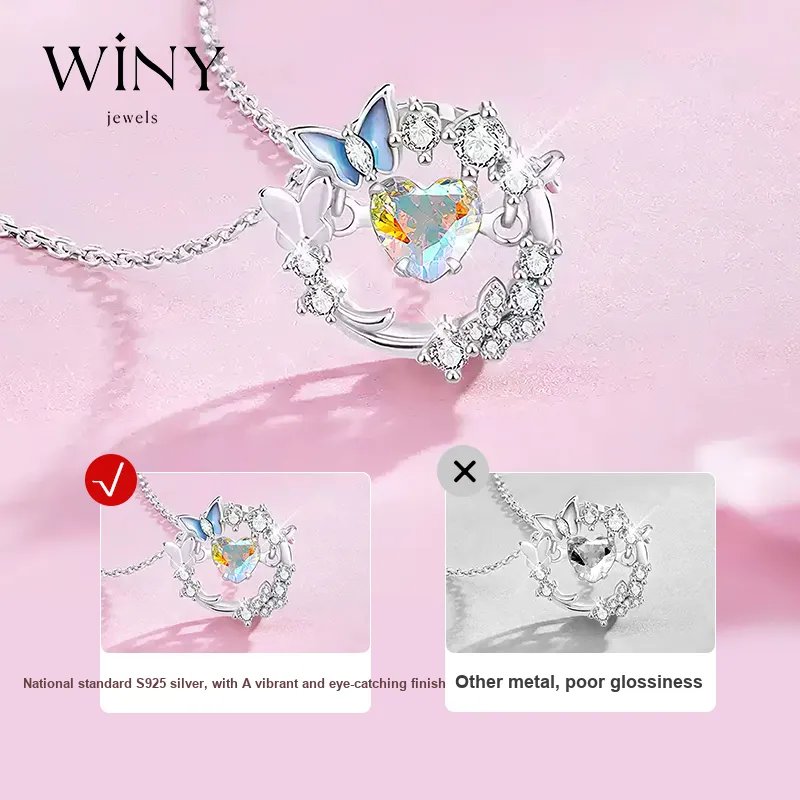 WINY 925 Sterling Silver Necklaces Women's Silver-4