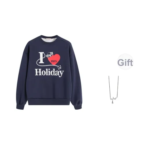 Giyu Темно-синий В комплекте с ожерельем Женские Свитшоты