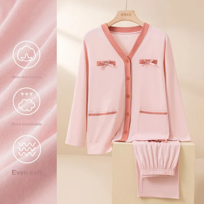Top Melon Pajama Set Women's Pink Collides With Red-4