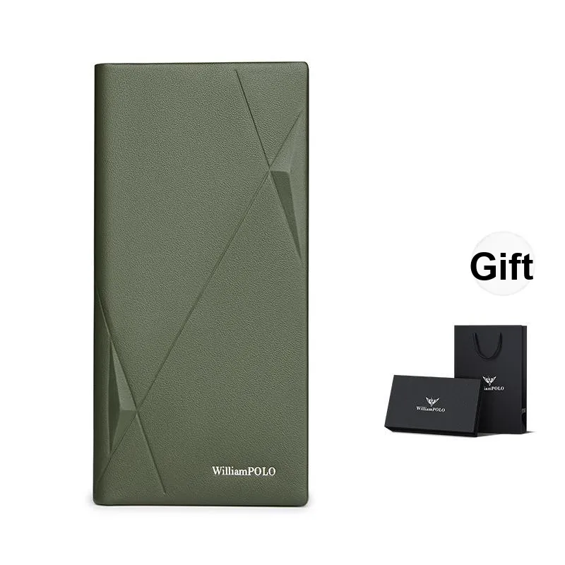 WilliamPOLO Top Grain Cow Leather Long Wallet With Multiple Card Slots Suitable For Suit Men's Multicolor