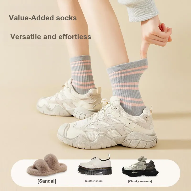 Lan Miao Mid Calf Socks Women's 5 Pack-3