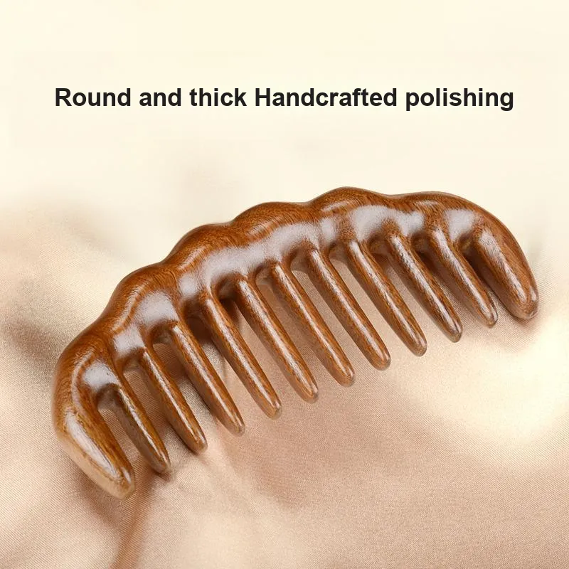SHITIAN Natural Golden Sandalwood Wave Comb Thickened Meridian Massage Pad-2