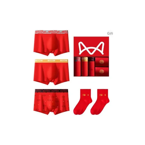 MIIOW Нижнее белье Подарочная коробка Мужской 3 упаковки + 2 упаковки носков