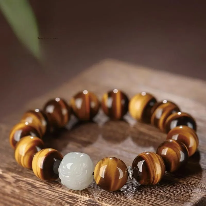 Yi Mingju Tiger's Eye Stone Jade Bracelets Unisex-2