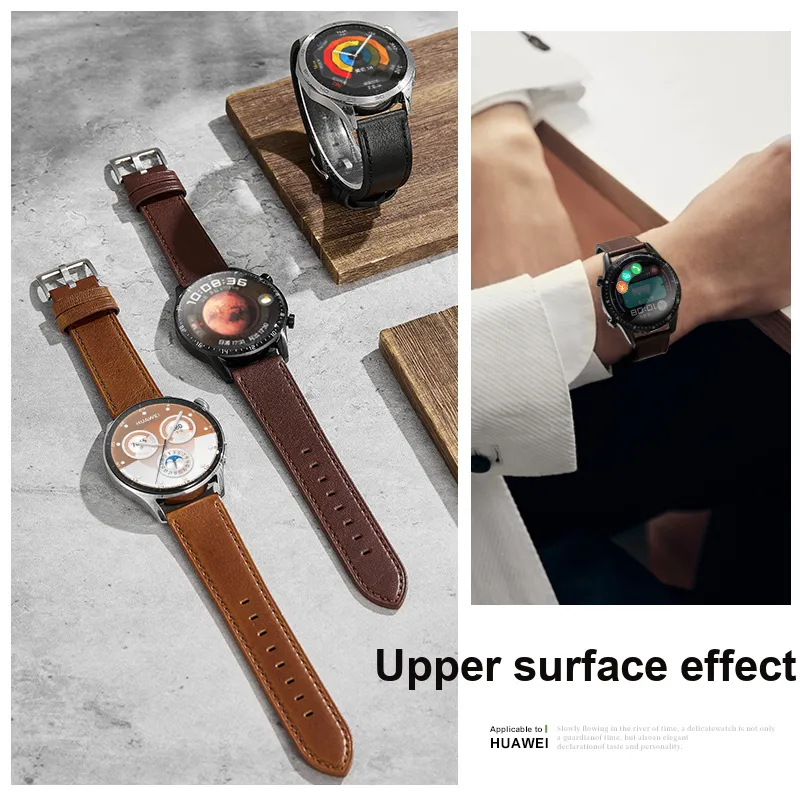 IStrap Huawei Compatibility Watch Band 120+80mm Cowhide Leather Material-3