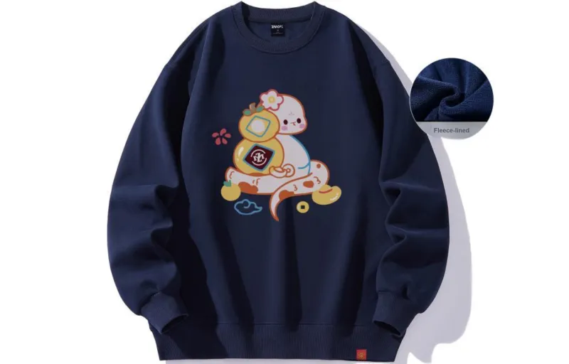ZMOH Fleece Lined Crew Neck Sweatshirt Unisex-4