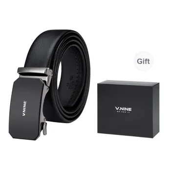 V.NINE Cow Leather Men's Belt Men's Black Width: 3.5cm