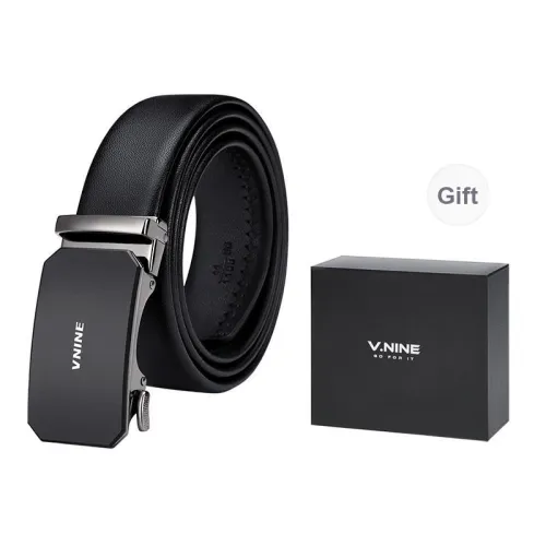 V.NINE Cow Leather Men's Belt Men's Black Width  3.5cm