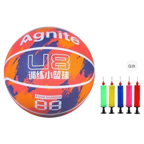 Deli Rubber Basketball Red Orange Blue Size 4 Training Kids'