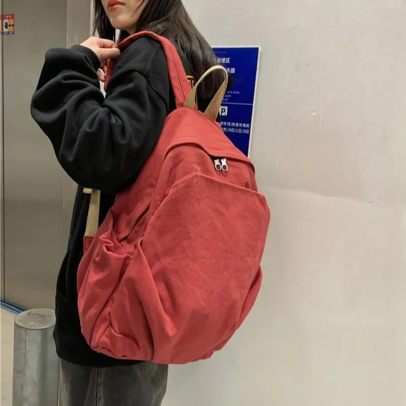 BRABOSTON Canvas Backpack Unisex Green/Black/Red/Purple/Khaki/Ecru-13