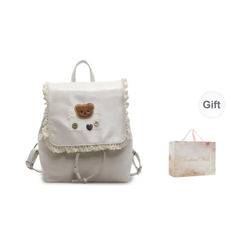 TOUTSEUL YOLO PU Backpack Unisex Ecru/Black/Blue/Pink-1