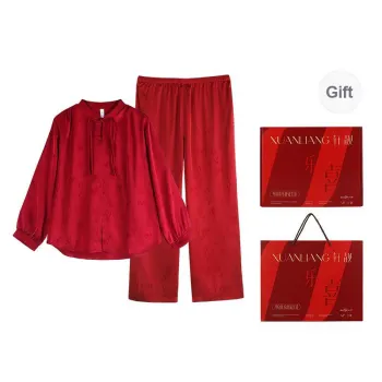 Xuan Liang Pajama Set Women's Gift Box Set Maroon