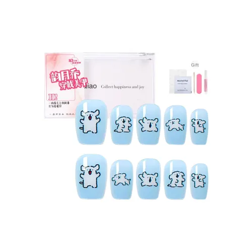 Yun Yue Joe Милый щенок Синий Граффити Линия Креативный False Nail Ручная работа Мультяшный Короткий Стул 15 мм