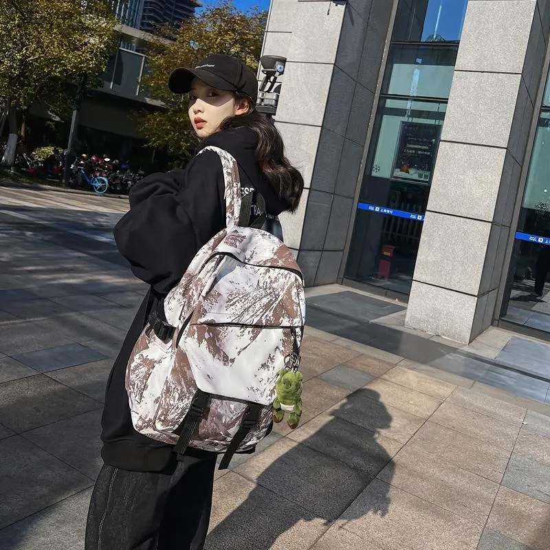 KAMLUI Nylon Backpack Unisex Gray/Black/Khaki/Green/Blue/Pink-10