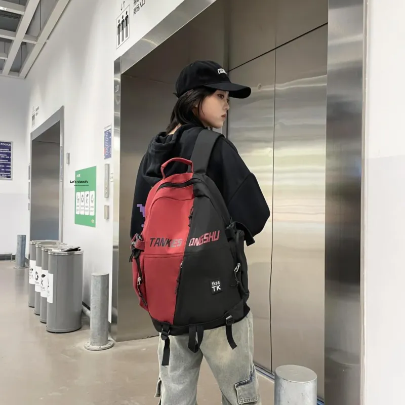 URBAN FOREST Nylon Backpack Unisex White/Red/Green/Blue-13