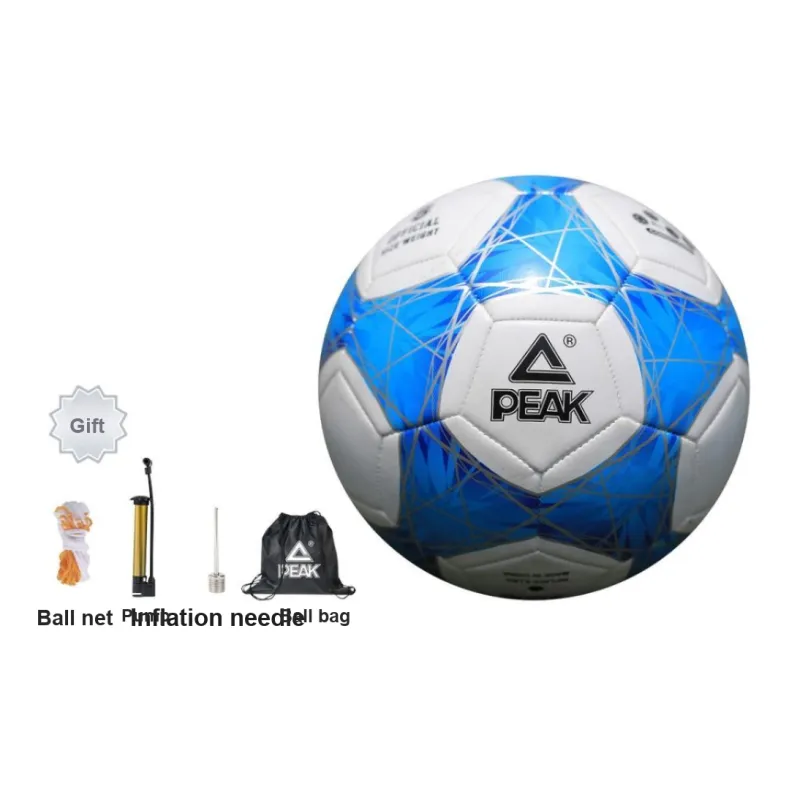 PEAK Size 5 Size 4 Soccer PVC Machine Stitched Soccer Ball Unisex Blue White-3