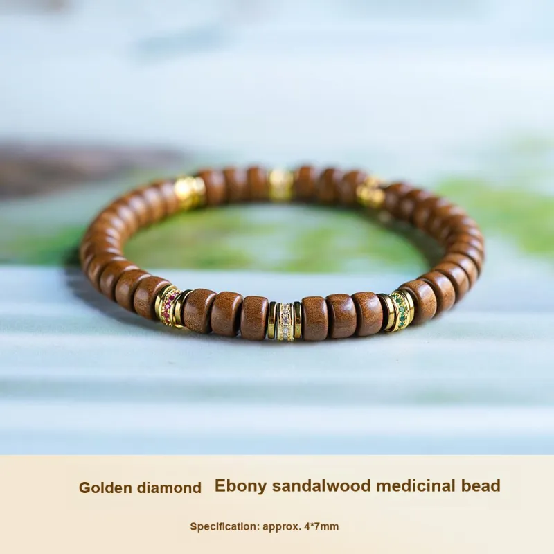 FANGYUANXIAOFU Sandalwood Single Wrap Plain Beaded Bracelet Unisex-1