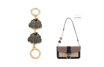 Lan Bao Fan Metal Bag Accessory Unisex Gold Tone