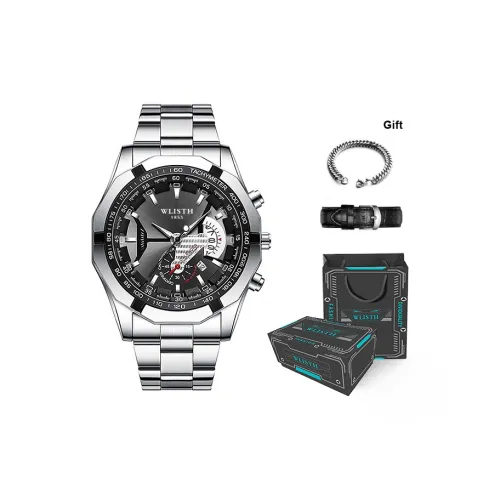 WLISTH Кварцевый механизм Мужские часы 47 мм Черный