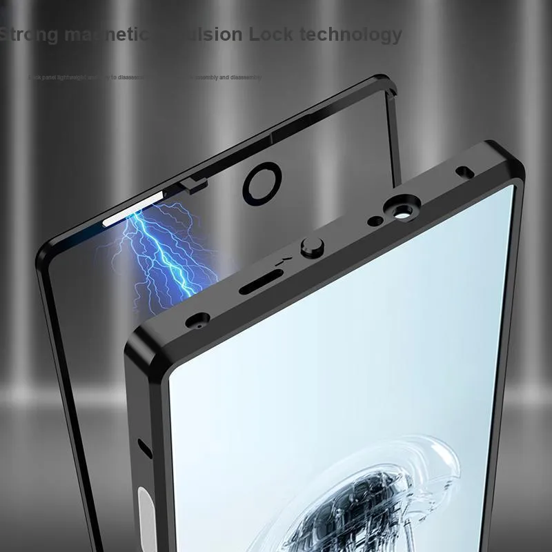 Record Star Glass Material Protective Cover Metal Frame Phone Cases Compatibility With REDMAGIC 10 Pro Business Formal-4