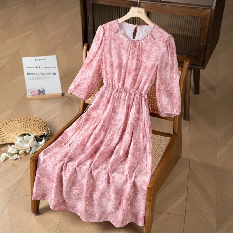 To The West Short Sleeved Dresses Women's Peach Pink-2