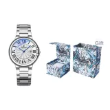 L-9157 Women's Blue Balloon Collection Silver Case White Dial Steel Band