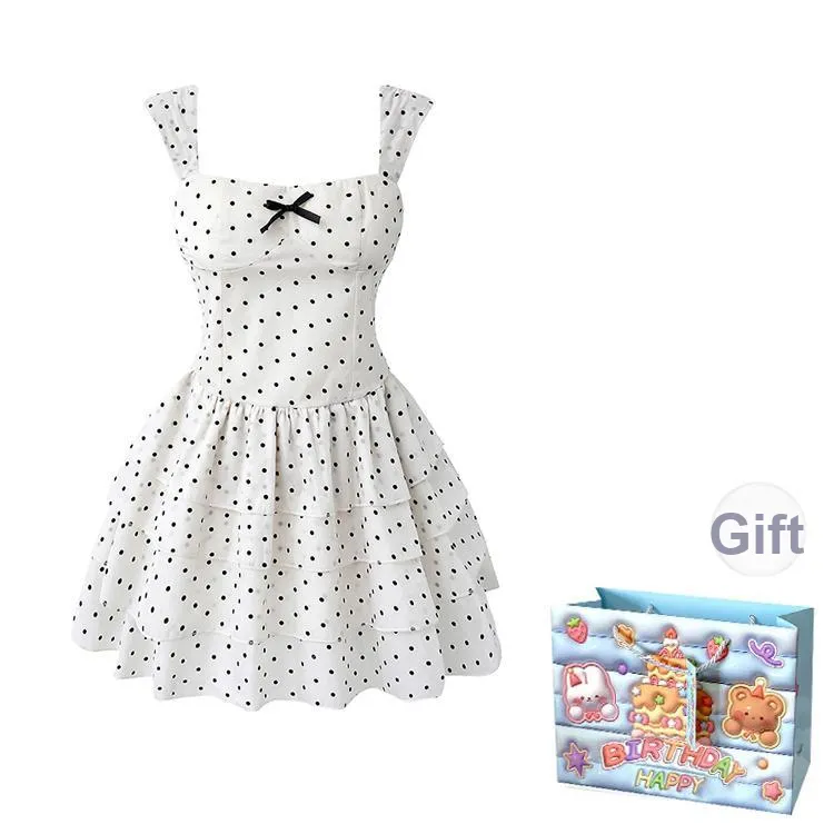 REMOULD Sleeveless Dress Women's Polka Dot Backless Puffy Skirt