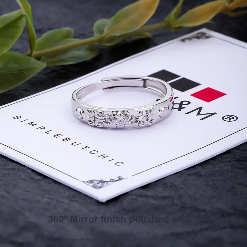 MAGICPOLE 999 Fine Silver Rings Men's Silver-4