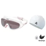 White Swim Goggles (Black Lenses)+White Swimming Cap