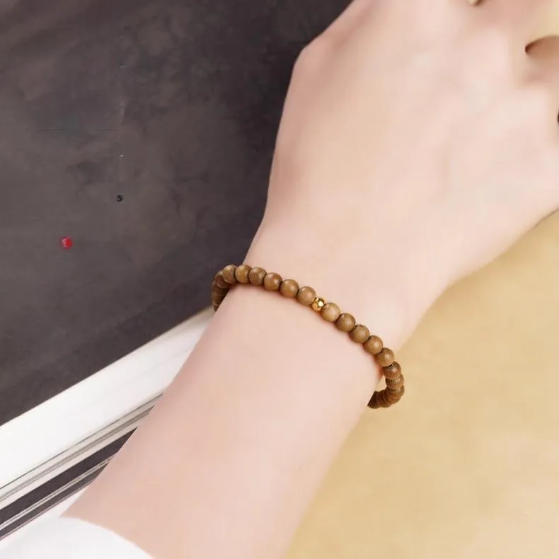 FANGYUANXIAOFU Laoshan Sandalwood Single Wrap Beaded Bracelet Women's-2