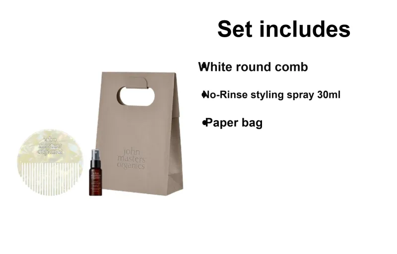 John Masters Organics G&C No-Rinse Treatment Spray Round Comb Set Complaisant-6