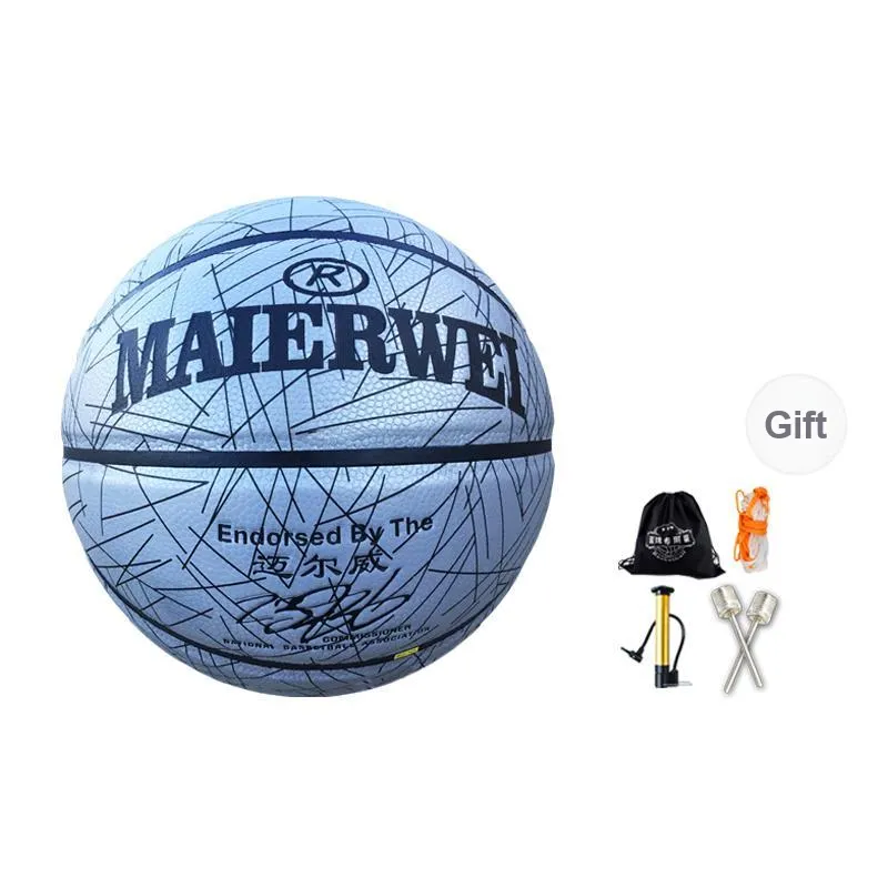 Melway PU Basketball Blue Gray Size 7 Adults Glow In The Dark-1