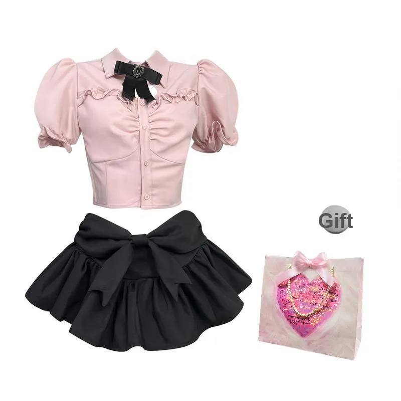 Oddgoods Skirt Set Women's Pink+Black