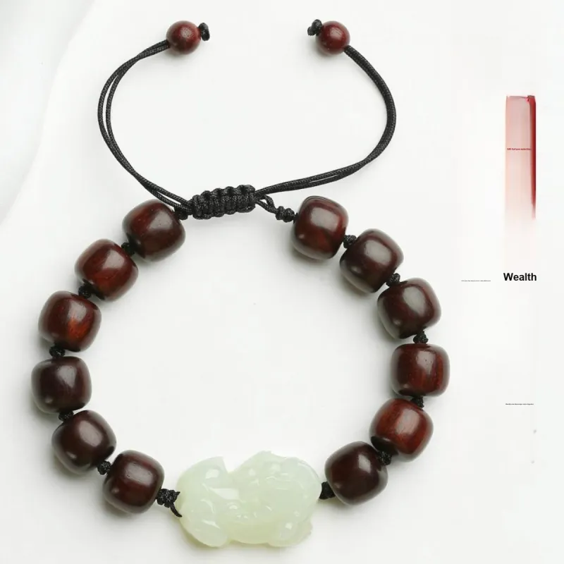Phoenisess Woven Rope Bracelet White Jade/Pale Greenish White Jade Unisex-1