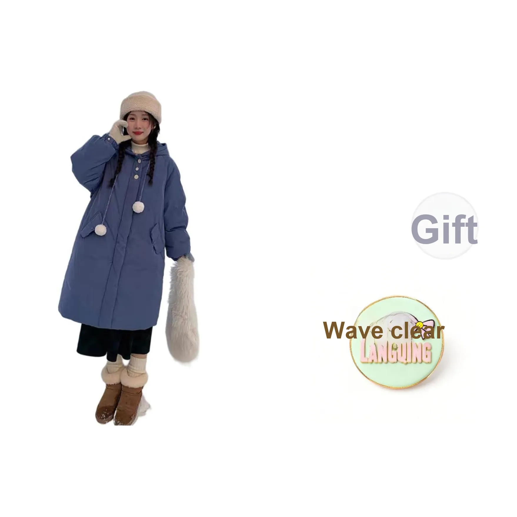 LANGQING Королевский синий женский пуховик