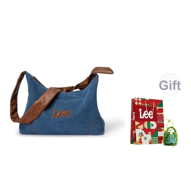 Lee Fabric+Artificial Leather Crossbody Bag, Shoulder Bag, Messenger Bag Tubas Women's Denim Blue-0