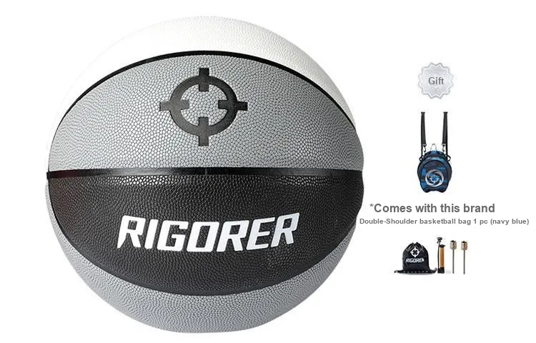 RIGORER PU Basketball Black White Gray Size 7 Training Unisex-11