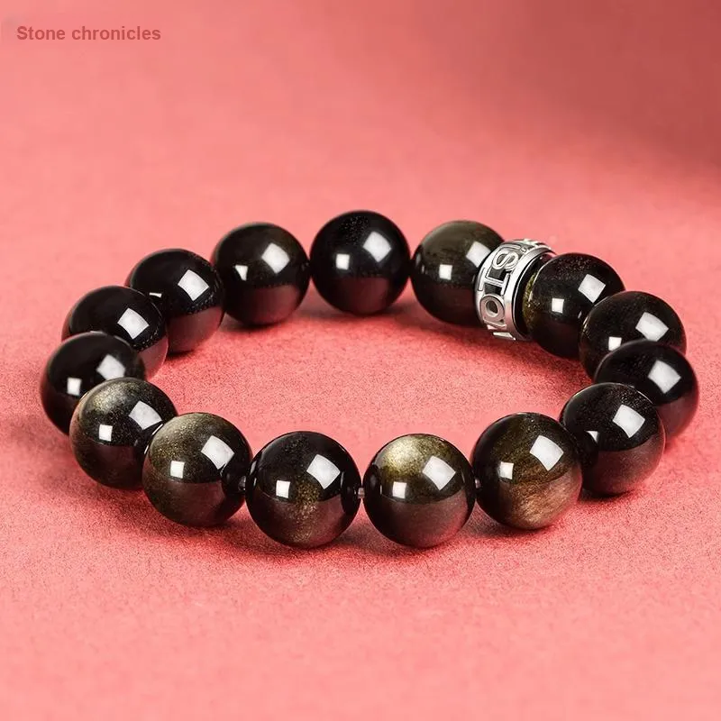 Stone Notes Obsidian Bracelets Unisex-5