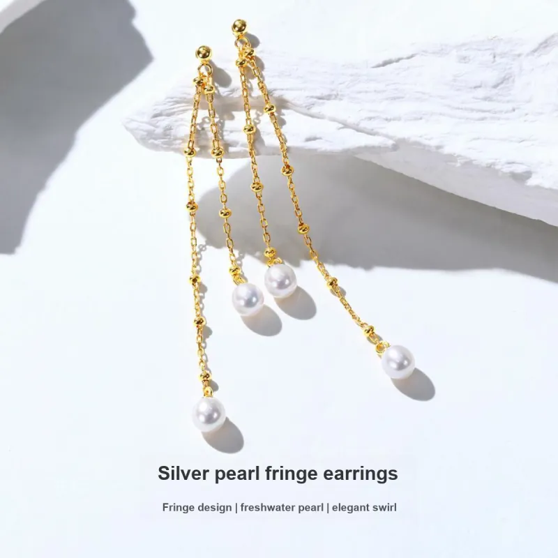 ME LUXE Pearl Hoop Earrings With Baby's Breath Fringe Women's-1