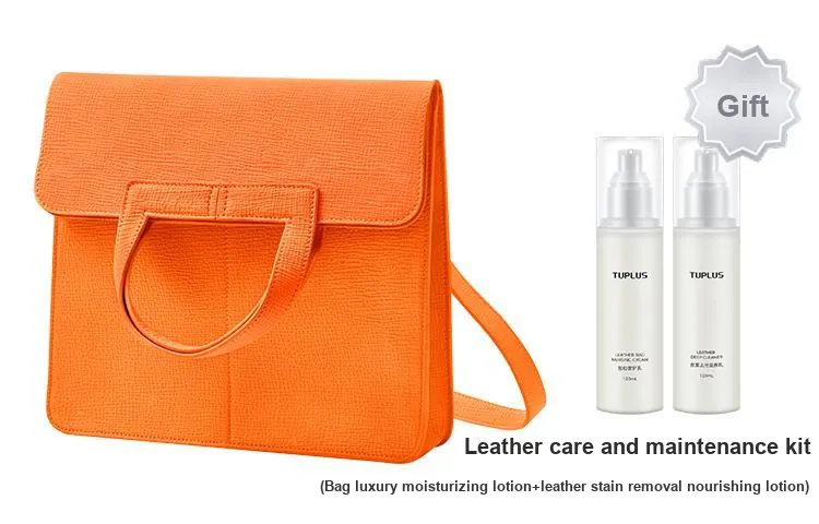 TUPLUS Top Grain Cow Leather Tofu Bag Commuter Bag Laptop Bag Handbag Medium Size Women's Multicolor-16